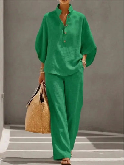 EVA™ - Completo da Donna in Cotone e Lino Primaverile