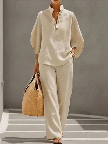 EVA™ - Completo da Donna in Cotone e Lino Primaverile