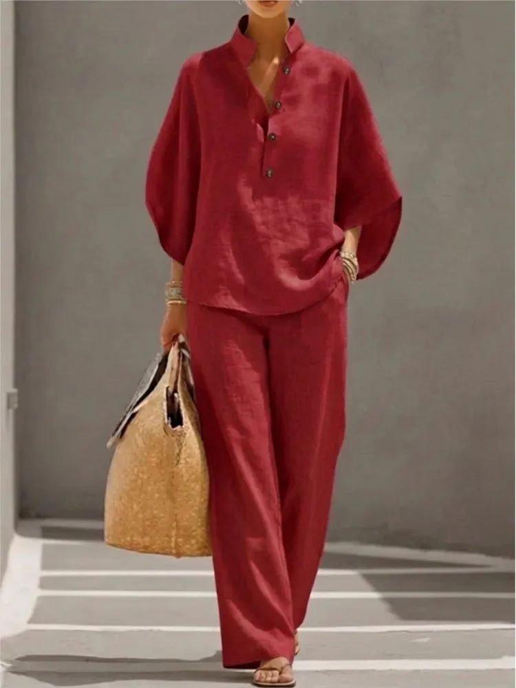 EVA™ - Completo da Donna in Cotone e Lino Primaverile