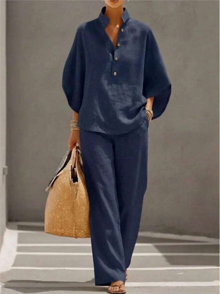 EVA™ - Completo da Donna in Cotone e Lino Primaverile