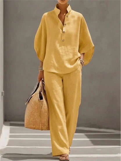 EVA™ - Completo da Donna in Cotone e Lino Primaverile