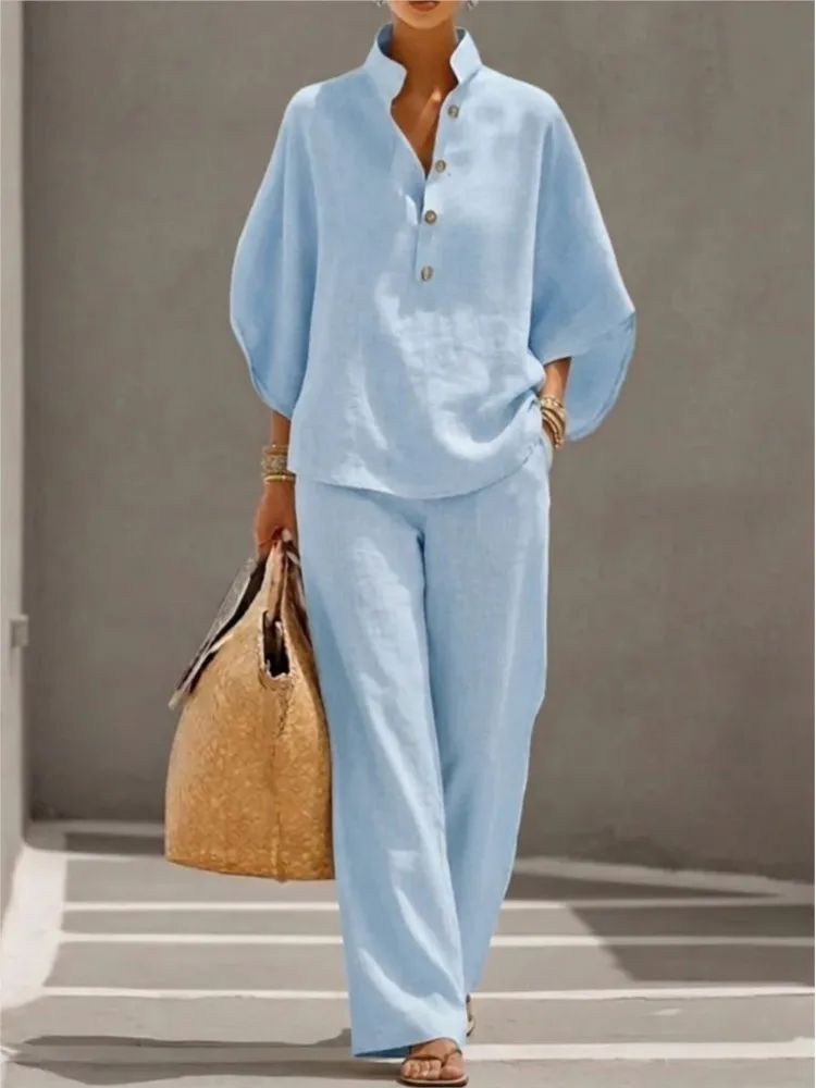 EVA™ - Completo da Donna in Cotone e Lino Primaverile